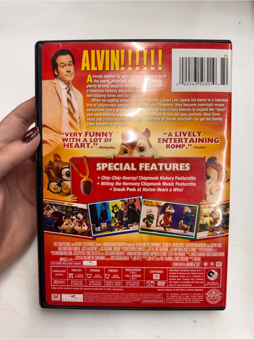 Alvin and the Chipmunks (DVD, 2007) Disc Tested, Working - Picture 2 of 3
